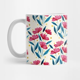 Cute floral bouquet pattern - red and blue Mug